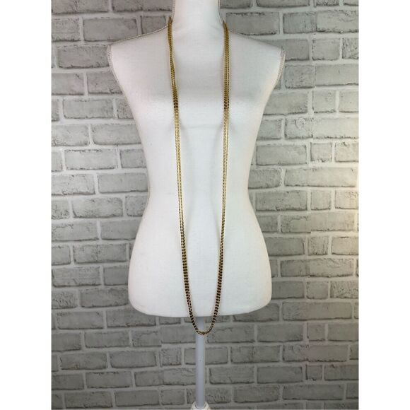 JOAN RIVERS Triple Strand Gold Tone Adjustable Layered Chain Necklace 60” - Picture 1 of 9